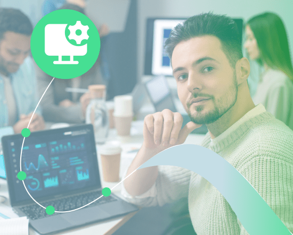 Developer showing service virtualization in software testing