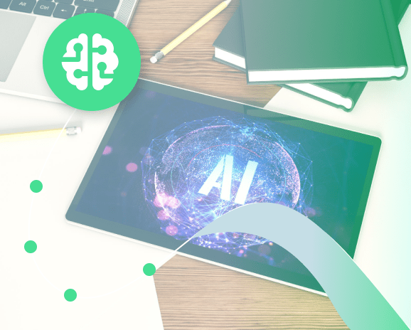 AI-powered tool shown on tablet