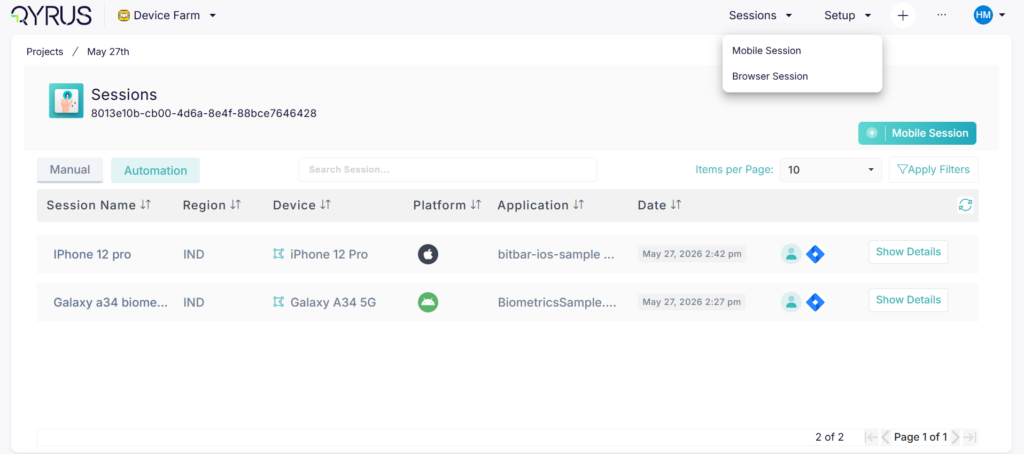 Feature Flags for AI Device Farm Sessions